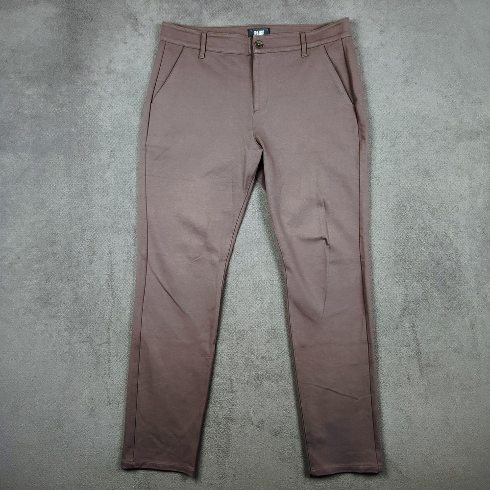 Paige Stafford Trouser Pant Mens 36 Twilight Truffle Burgundy Slim Stretch Chino